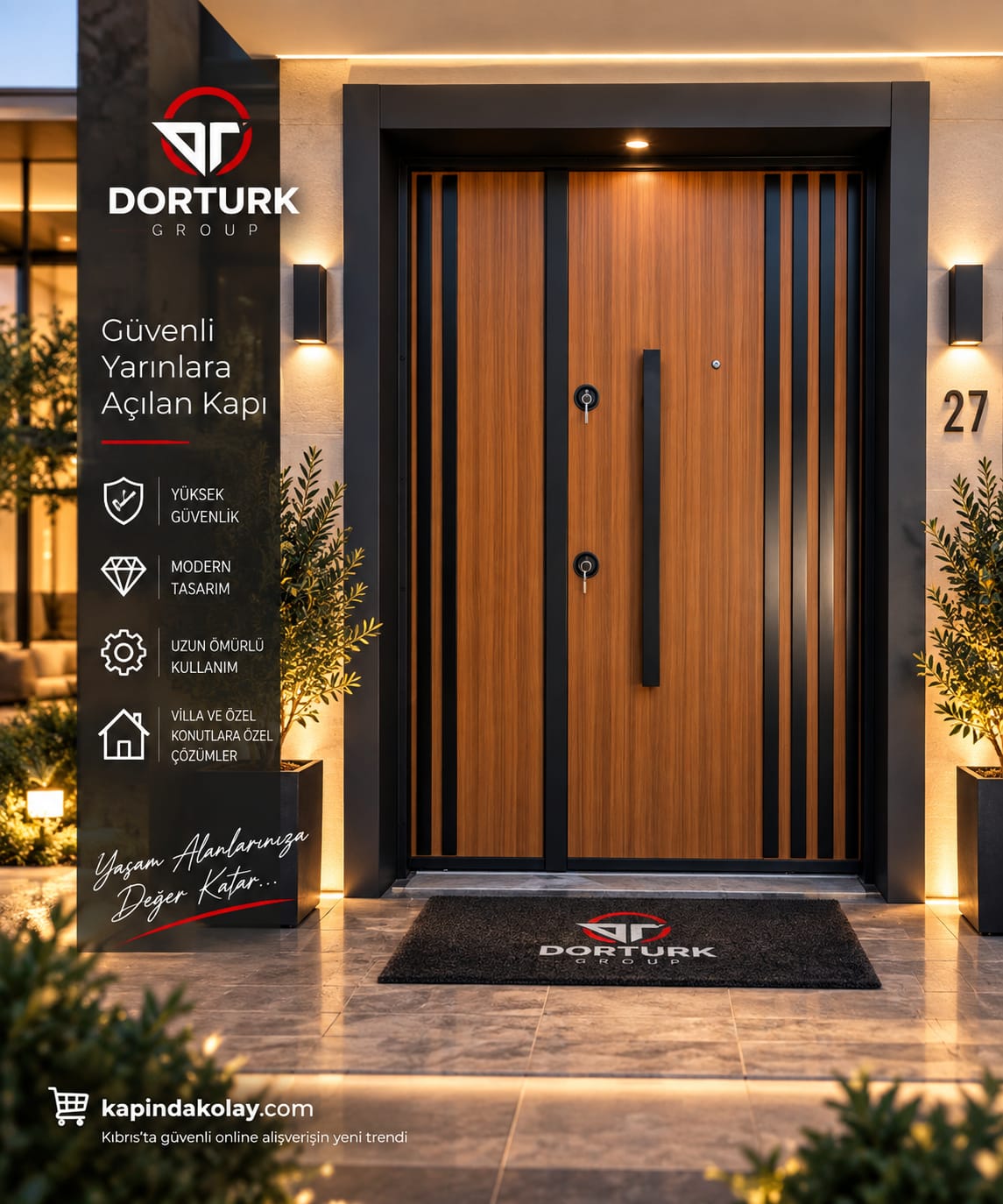 Model – Geniş Ahşap Görünümlü Modern Kapı